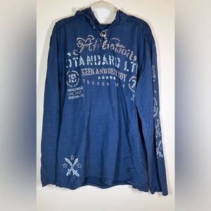 Affliction Standard Dry Goods blue graphic hoodie sz XL streetwear Y2K grunge